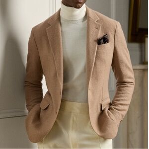 Barrister Camelhair Single Breasted Blazer Jacket
